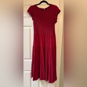 Red Maxi Women's Dress with pockets